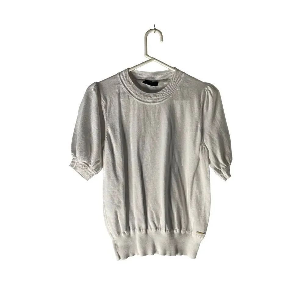 Tahari Cashmere Blend Puff Short Sleeve Pullover Top Women’s Size Large